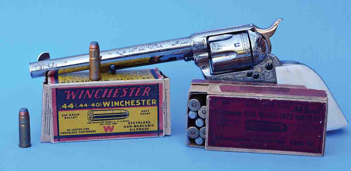 Soon after smokeless powder loads appeared around 1900, .44-40 factory loads were offered with jacketed bullets.
